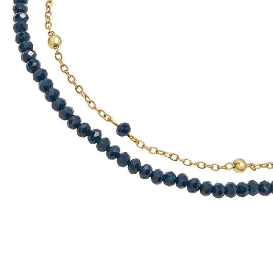 Collana donna Breil Magnetica System acciaio dorato con cristalli blu scuro MISURA UNICA