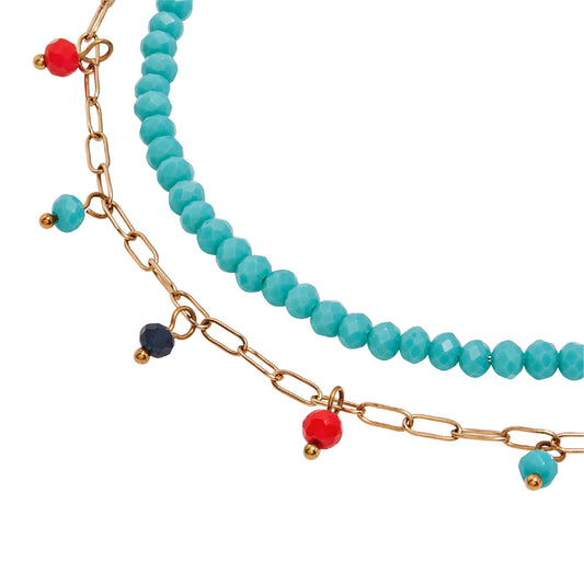Collana donna Breil Magnetica System acciaio dorato con cristalli arancio, blu e azzurri MISURA UNICA