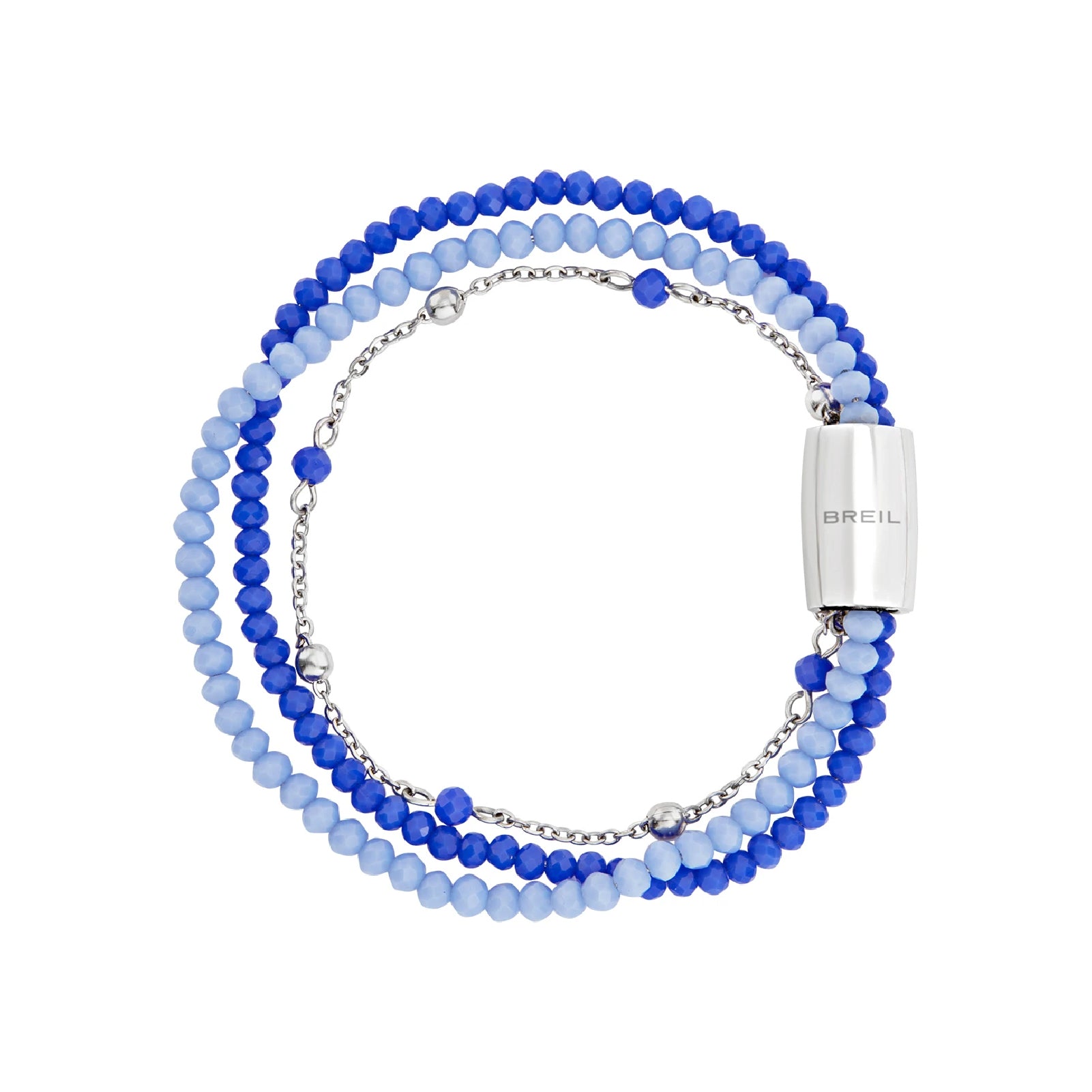 Bracciale donna Breil Magnetica System acciaio tre fili con cristalli blu e azzurri 19,5 cm
