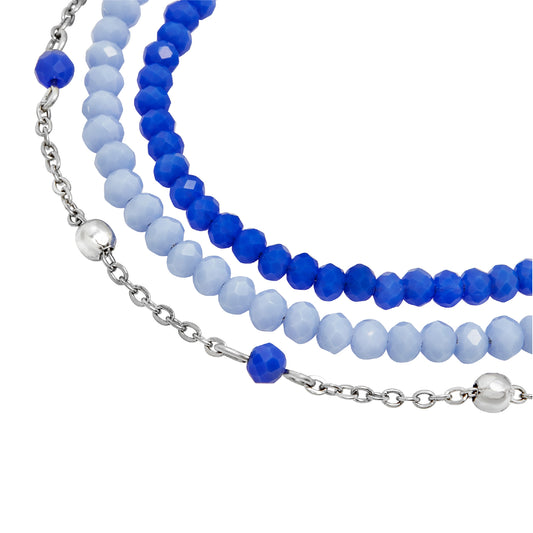 Bracciale donna Breil Magnetica System acciaio tre fili con cristalli blu e azzurri 19,5 cm