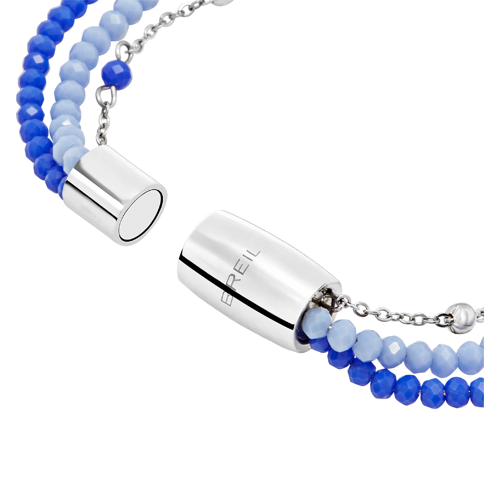 Bracciale donna Breil Magnetica System acciaio tre fili con cristalli blu e azzurri 19,5 cm