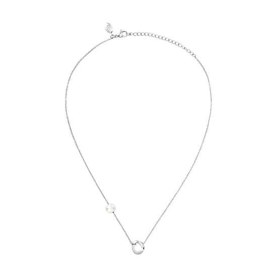 Collana donna Breil B Rocks in acciaio con boule centrale e perla d'acqua dolce laterale MISURA UNICA