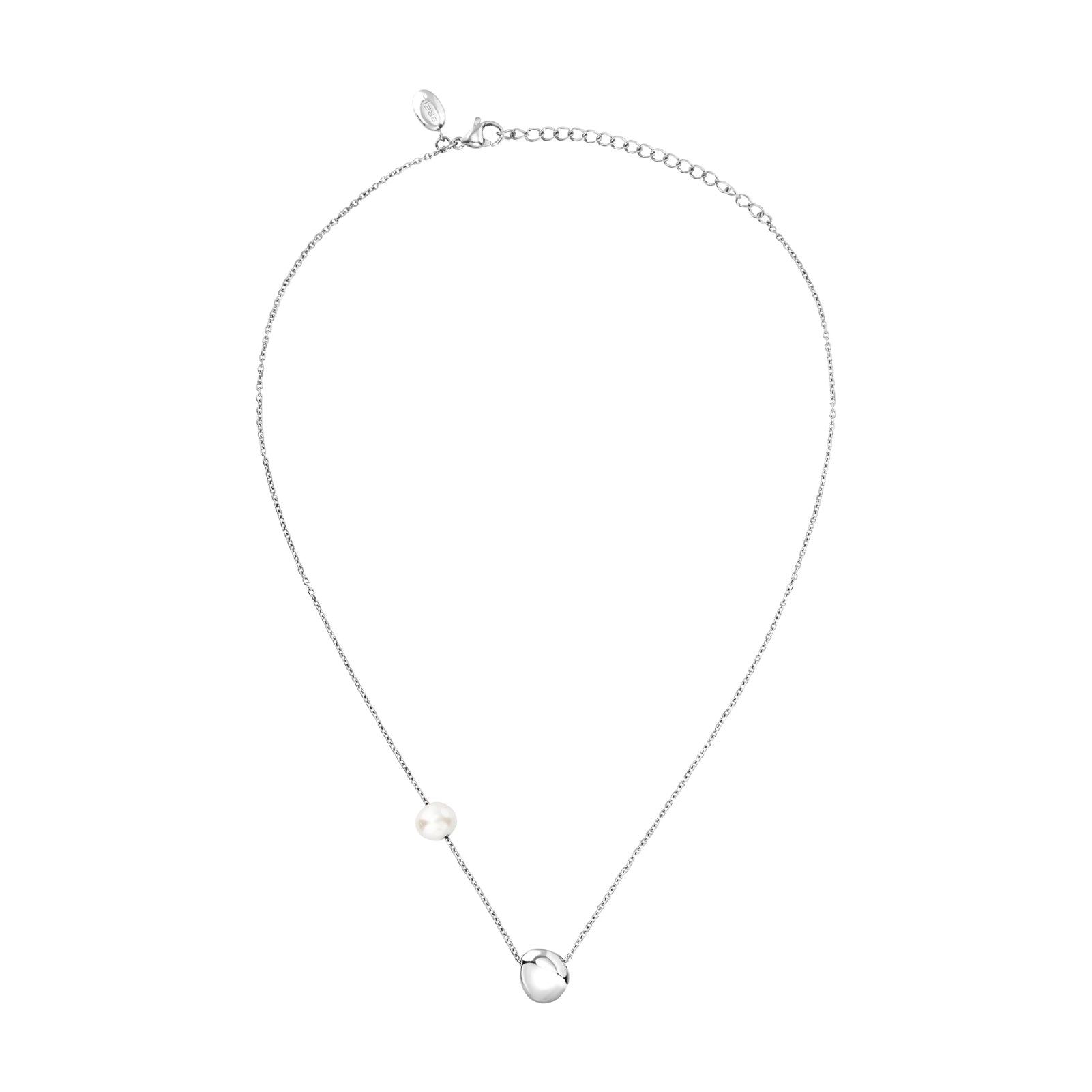Collana donna Breil B Rocks in acciaio con boule centrale e perla d'acqua dolce laterale MISURA UNICA
