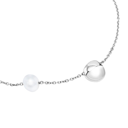 Collana donna Breil B Rocks in acciaio con boule centrale e perla d'acqua dolce laterale MISURA UNICA