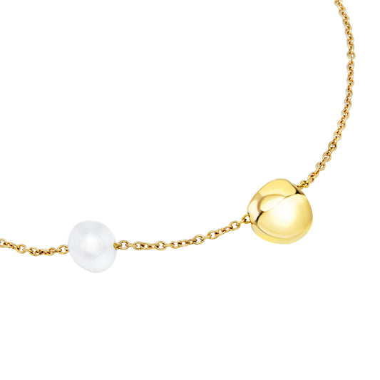 Collana donna Breil B Rocks in acciaio dorato con boule centrale e perla d'acqua dolce laterale MISURA UNICA
