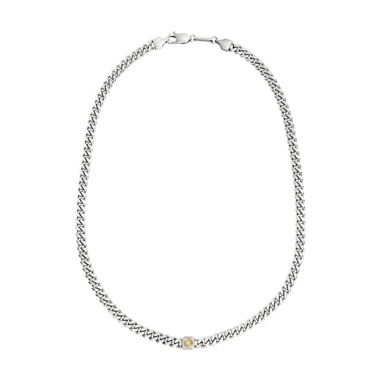 Collana uomo Breil Crossroad catena in acciaio con elemento centrale bicolore e zircone MISURA UNICA