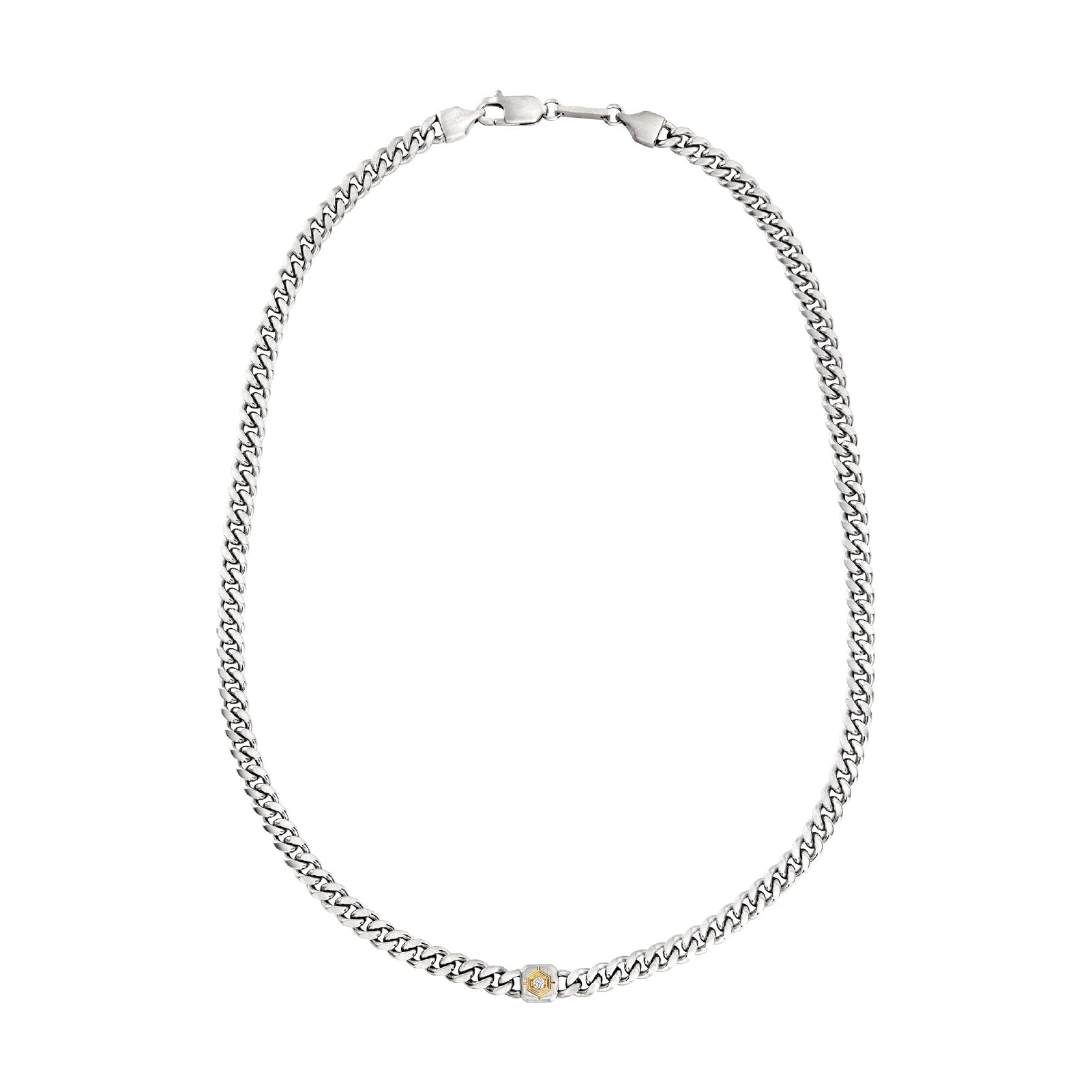 Collana uomo Breil Crossroad catena in acciaio con elemento centrale bicolore e zircone MISURA UNICA