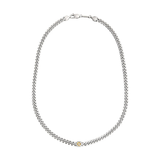 Collana uomo Breil Crossroad catena in acciaio con elemento centrale bicolore e zircone MISURA UNICA