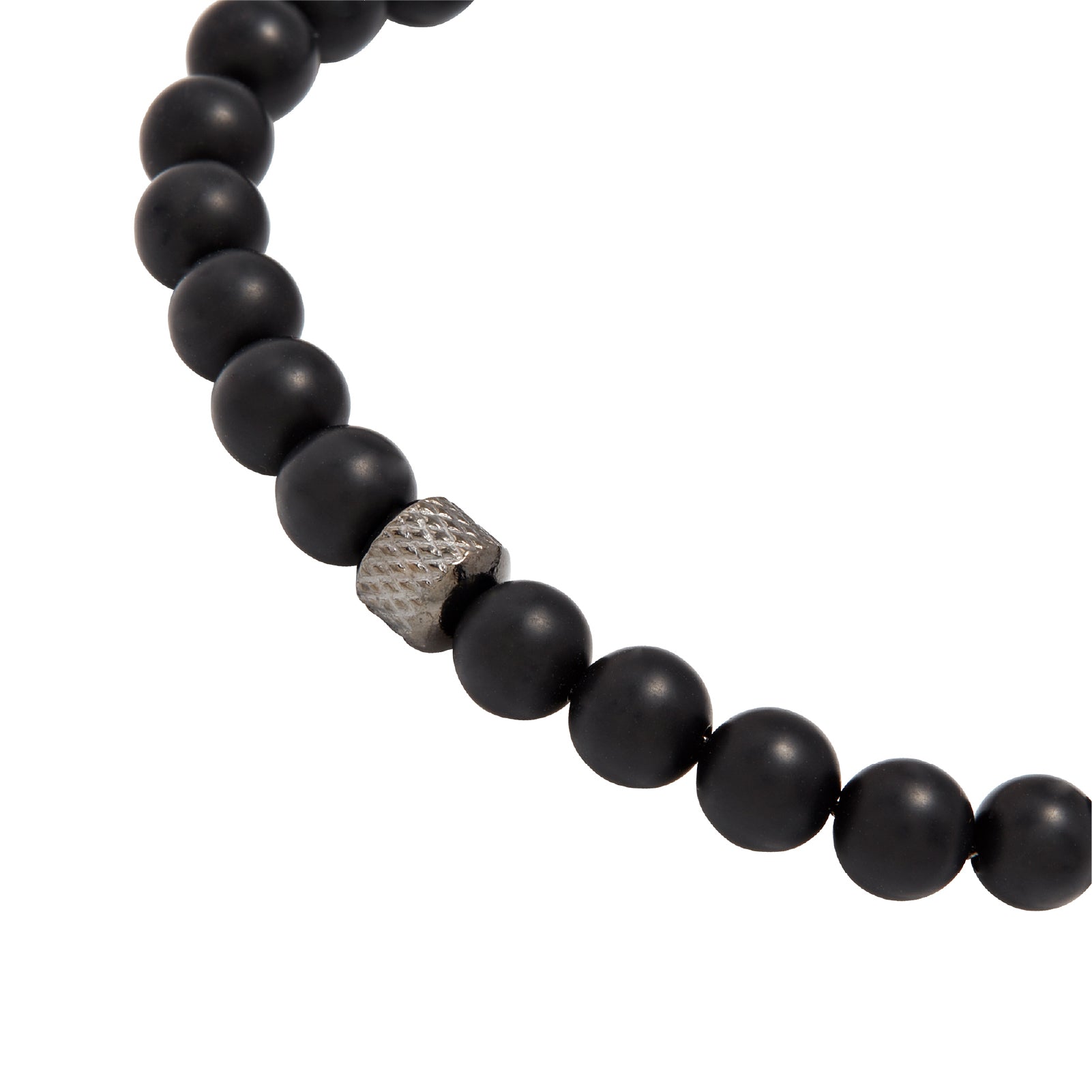 Bracciale uomo Breil Wild con sfere di agata nera opaca e centrale in acciaio Regolabile 17-22 cm