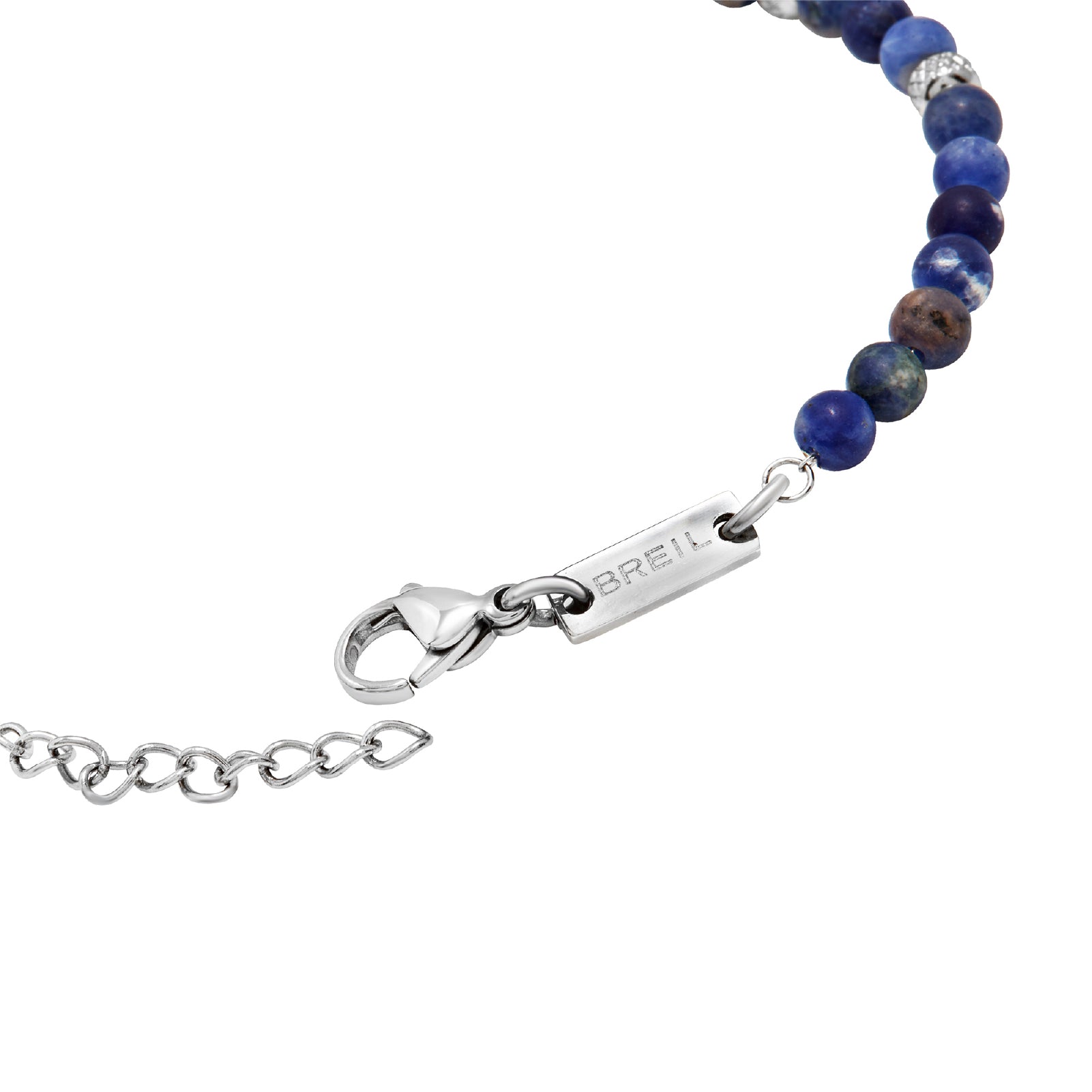 Bracciale uomo Breil Wild con sfere in sodalite blu opaca e centrale in acciaio Regolabile 17-22 cm