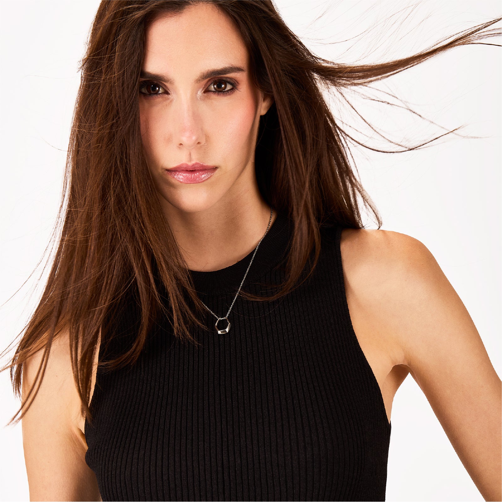 Collana donna Breil Hypnotic in acciaio con elemento centrale esagonale MISURA UNICA