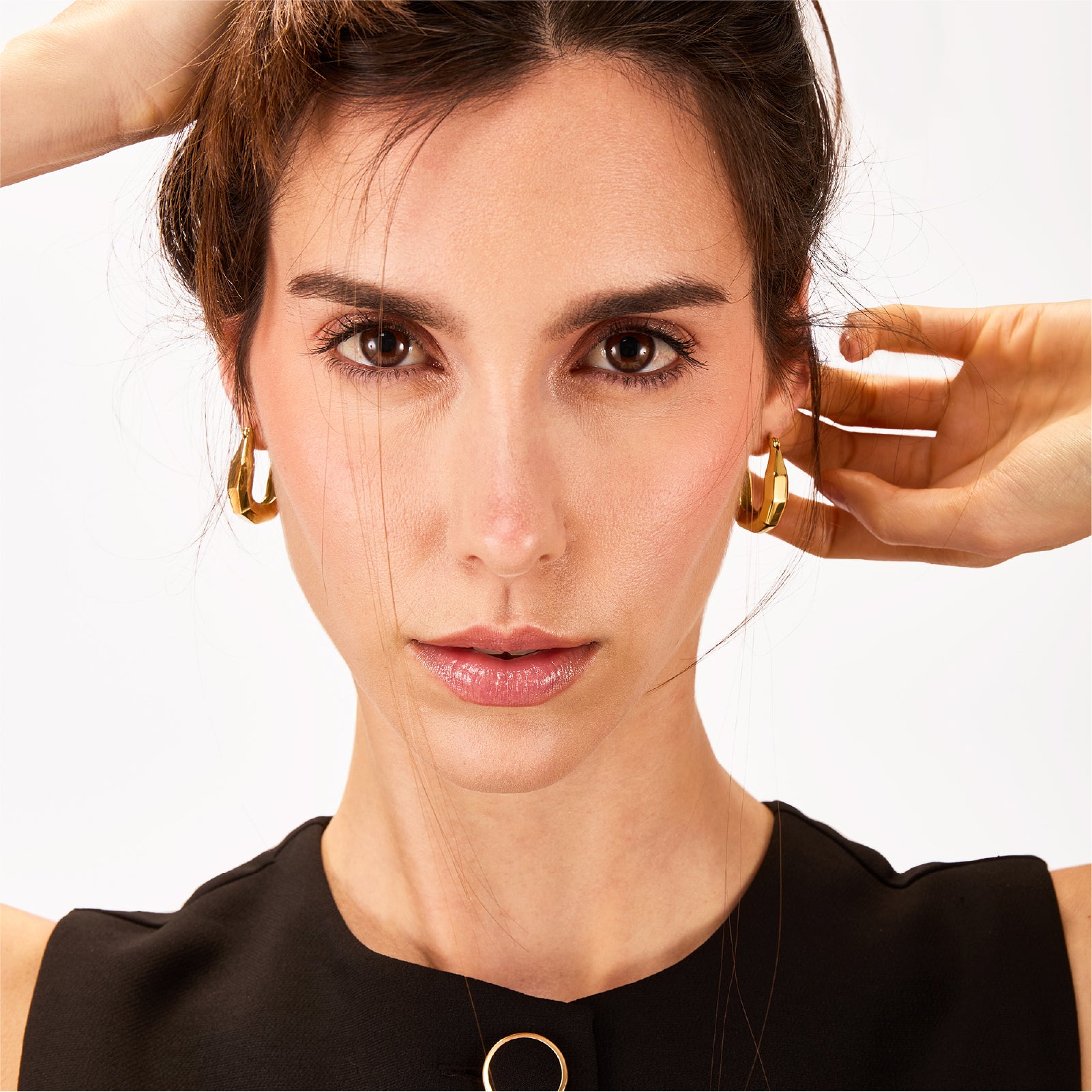 Orecchini donna Breil Hypnotic in acciaio dorato dalla forma esagonale misura grande MISURA UNICA