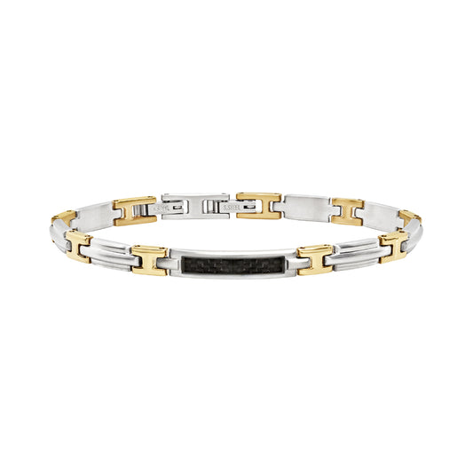 Bracciale da uomo Breil in acciaio bicolor con carbonio Regolabile 17-22 cm