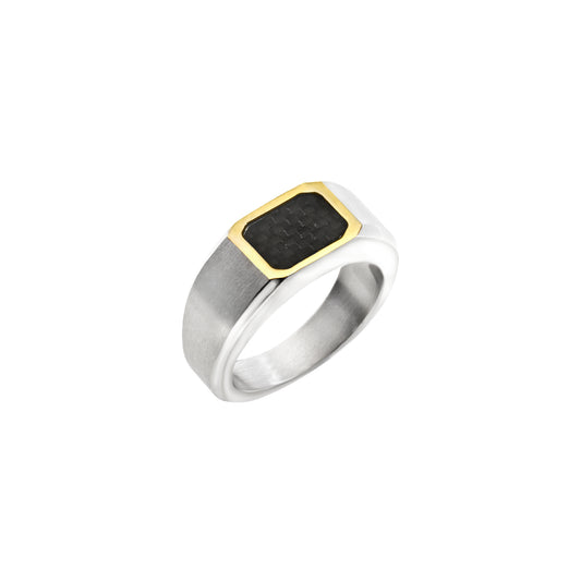 Anello da uomo Breil in aciaio bicolor con carbonio nero 21