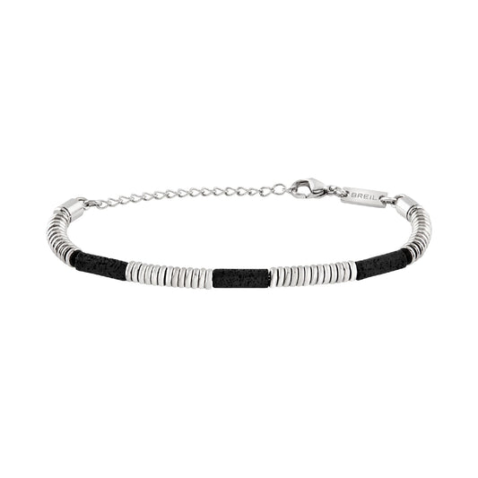 Bracciale da uomo con pietre di lava Breil in acciaio