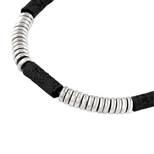 Bracciale da uomo con pietre di lava Breil in acciaio