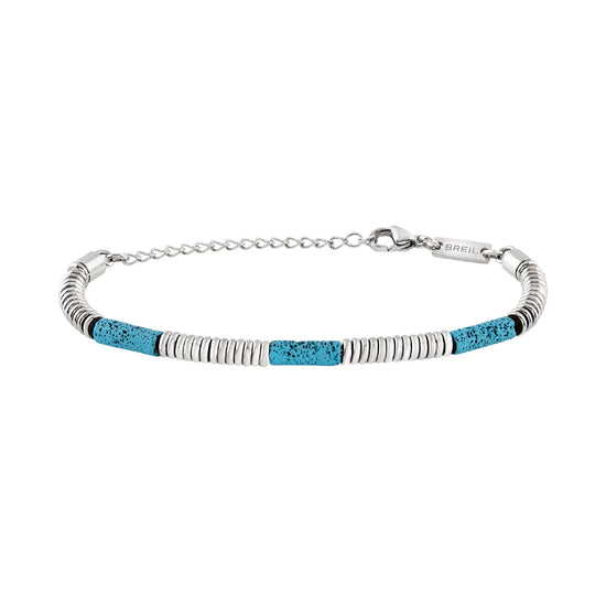Bracciale uomo con pietre di lava blu Breil in acciaio Regolabile 17-22 cm