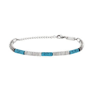 Bracciale uomo con pietre di lava blu Breil in acciaio Regolabile 17-22 cm
