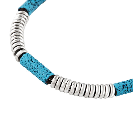 Bracciale uomo con pietre di lava blu Breil in acciaio Regolabile 17-22 cm