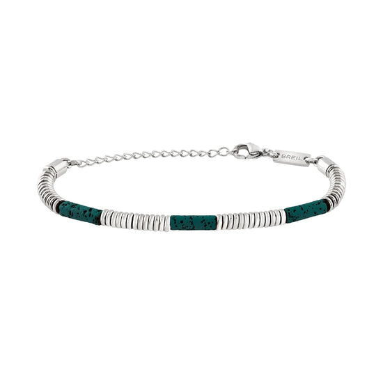 Bracciale con pietre di lava verde Breil in acciaio Regolabile 17-22 cm
