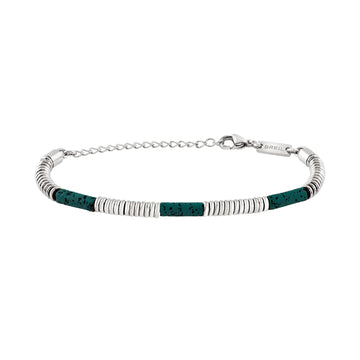 Bracciale con pietre di lava verde Breil in acciaio Regolabile 17-22 cm