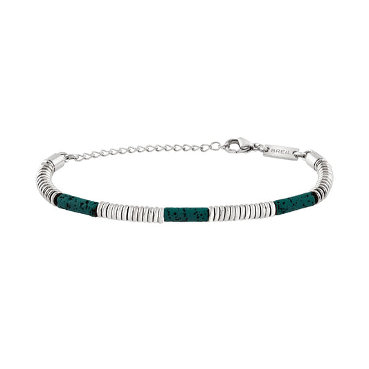 Bracciale con pietre di lava verde Breil in acciaio Regolabile 17-22 cm