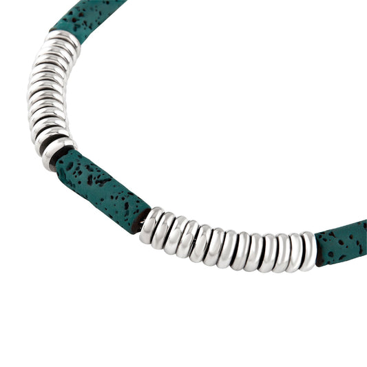 Bracciale con pietre di lava verde Breil in acciaio Regolabile 17-22 cm