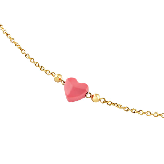 Collana donna Breil acciaio dorato corallo a cuore MISURA UNICA