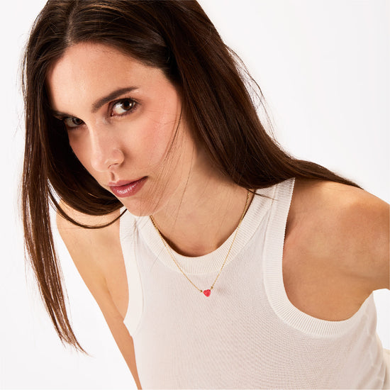 Collana donna Breil acciaio dorato corallo a cuore MISURA UNICA