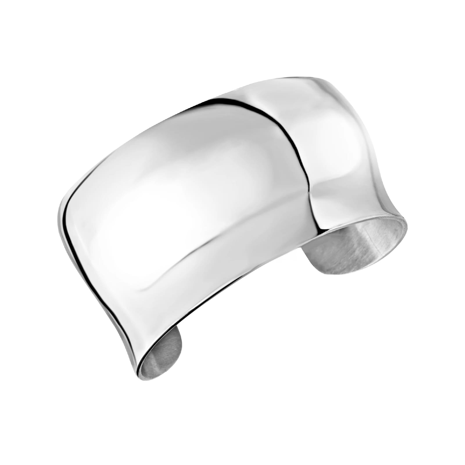 JewelryWe Bracciale Rigido Donna In Acciaio Inox – Design Onde Chic, Semplice E Lucido, Ipoallergenico, Circonferenza 17,5 Cm, Con Sacchetto Di Velluto, Regalo Per Lei