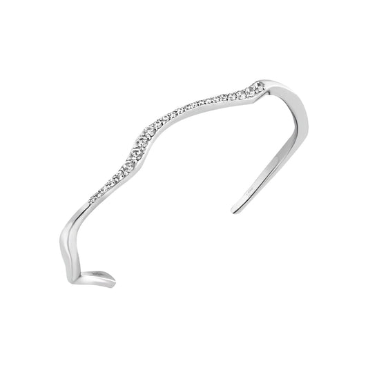 Bracciale rigido Breil Zig Zag in acciaio lucido con zirconi