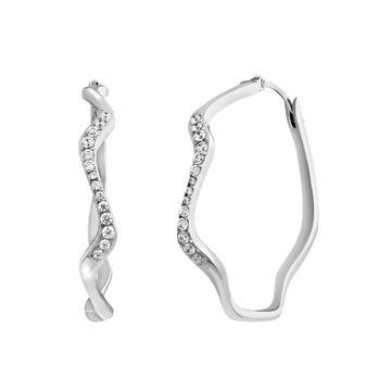 Orecchini a cerchio Breil Zig Zag acciaio lucido con zirconi