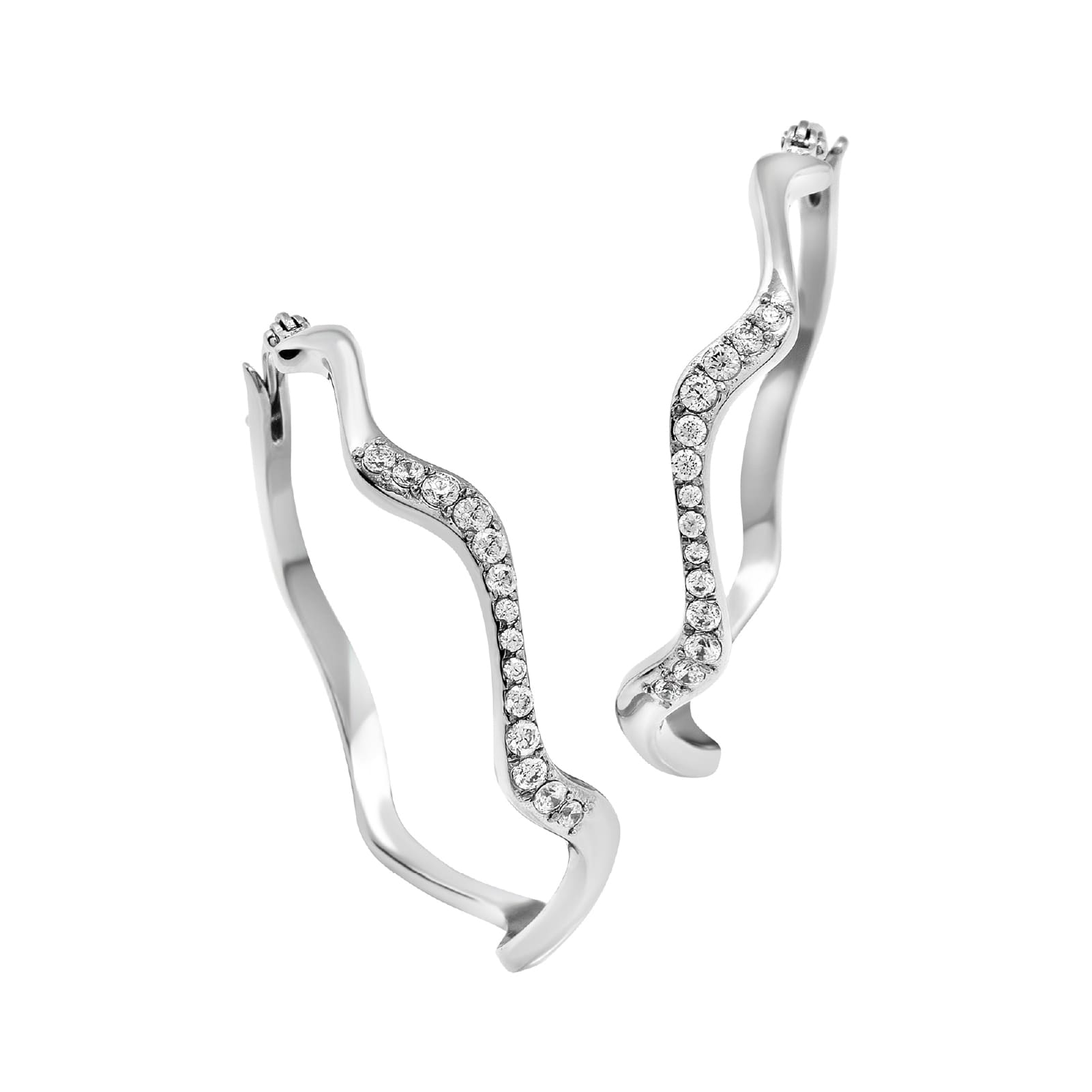 Orecchini a cerchio Breil Zig Zag acciaio lucido con zirconi