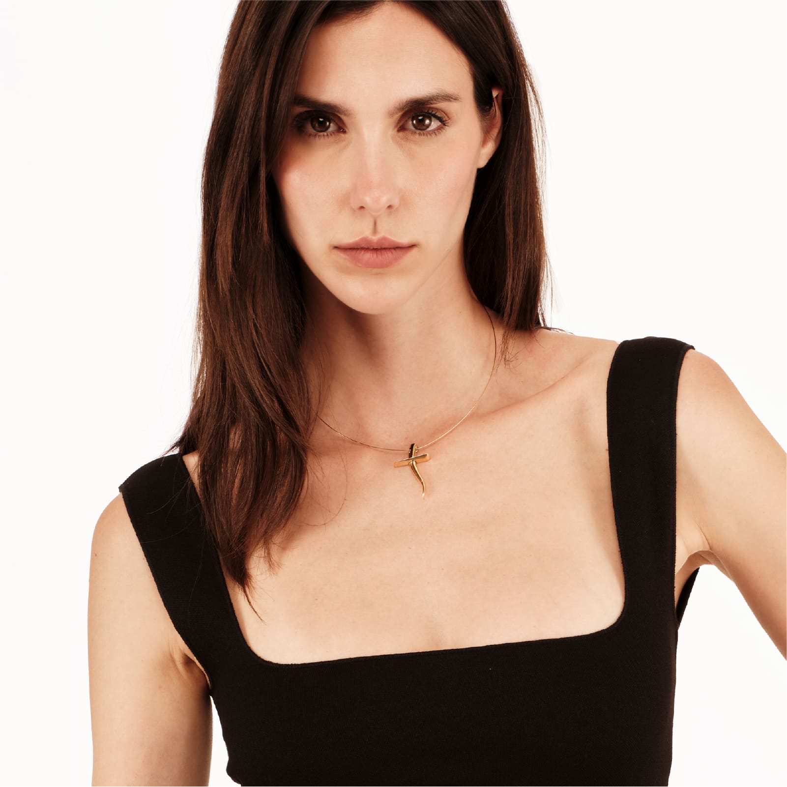 Collana Steel Moon Breil Reloaded in acciaio dorato con croce MISURA UNICA