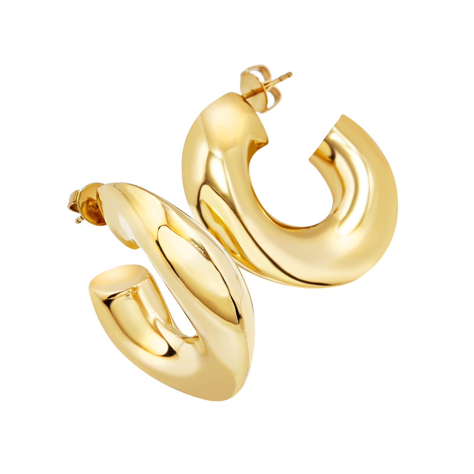 Orecchini a cerchio Breil Distinctive acciaio dorato sinuosi