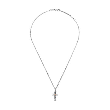 Collana Breil 9K Loop in acciaio e oro 9K croce pendente MISURA UNICA