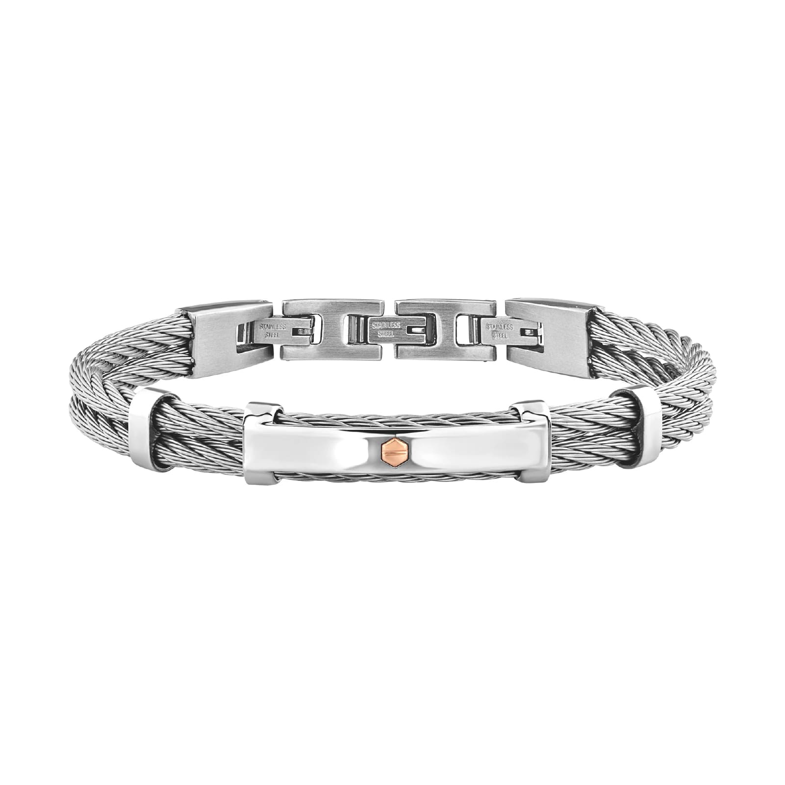 Bracciale Breil 9K Loop da uomo in acciaio e vite in oro 9K Regolabile 17,5-20,3 cm