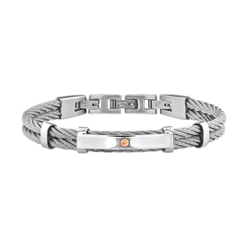 Bracciale Breil 9K Loop da uomo in acciaio e vite in oro 9K Regolabile 17,5-20,3 cm
