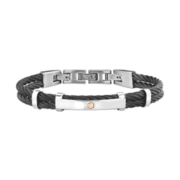 Bracciale Breil 9K Loop da uomo in acciaio pvd nero e oro 9K Regolabile 17,5-20,3 cm