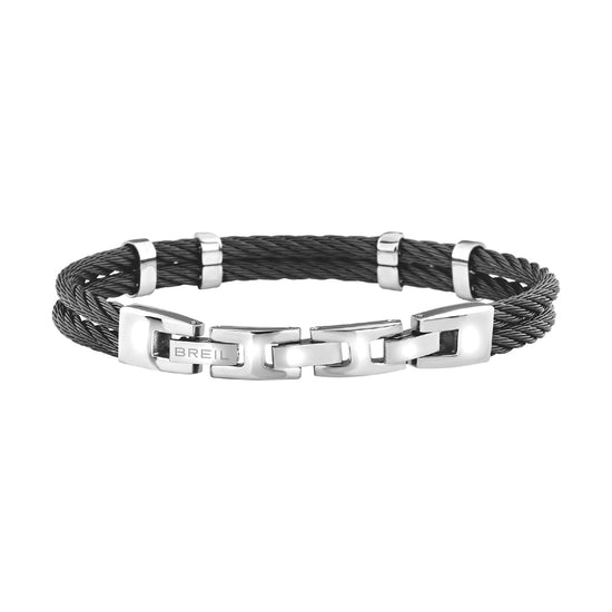 Bracciale Breil 9K Loop da uomo in acciaio pvd nero e oro 9K Regolabile 17,5-20,3 cm