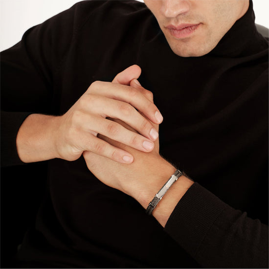 Bracciale Breil 9K Loop da uomo in acciaio pvd nero e oro 9K Regolabile 17,5-20,3 cm