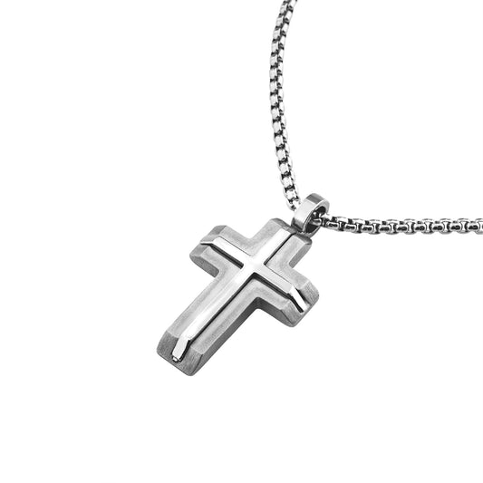 Collana Breil Steelcore in acciaio con croce pendente da uomo MISURA UNICA
