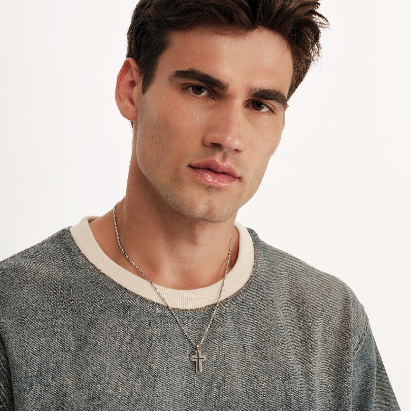 Collana Breil Steelcore in acciaio con croce pendente da uomo MISURA UNICA