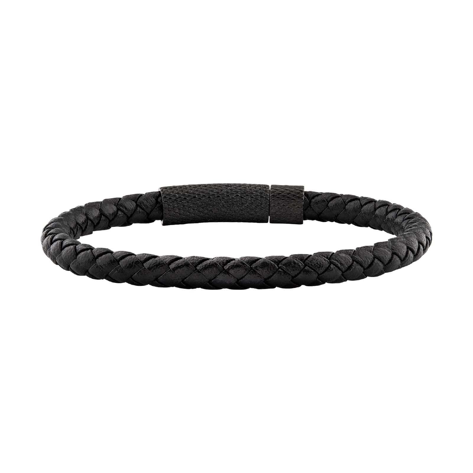 Bracciale Breil Leather Bloom uomo in pelle intrecciata nera 19 cm