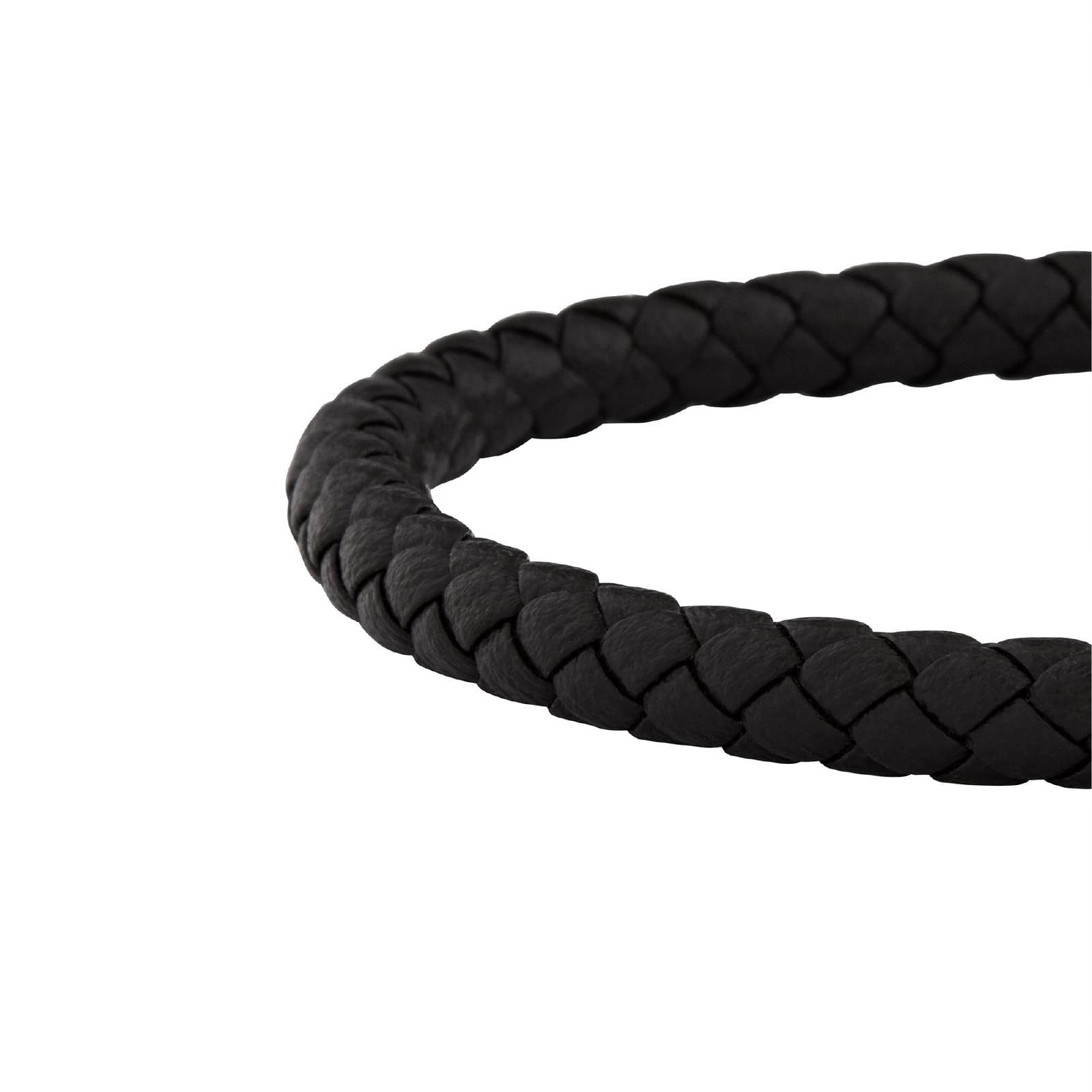 Bracciale Breil Leather Bloom uomo in pelle intrecciata nera 19 cm