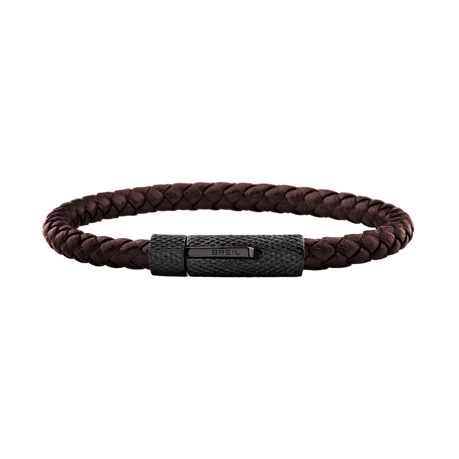Bracciale Breil Leather Bloom in pelle intrecciata marrone 19 cm