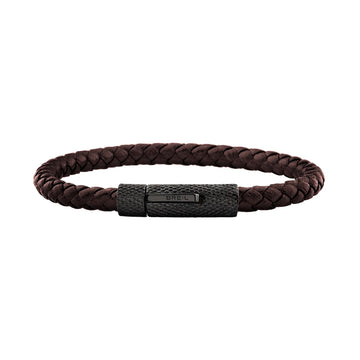 Bracciale Breil Leather Bloom in pelle intrecciata marrone 19 cm