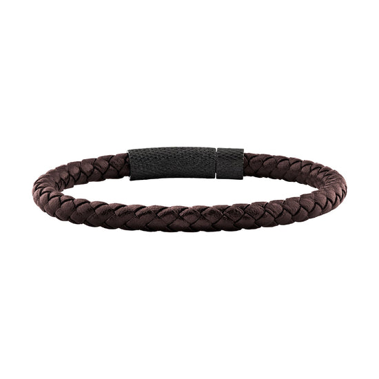 Bracciale Breil Leather Bloom in pelle intrecciata marrone 19 cm
