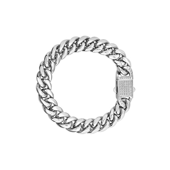 Collana Breil Steel & Spark uomo catena acciaio con zirconi 20 cm