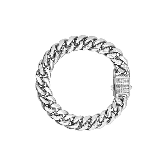 Collana Breil Steel & Spark uomo catena acciaio con zirconi 20 cm